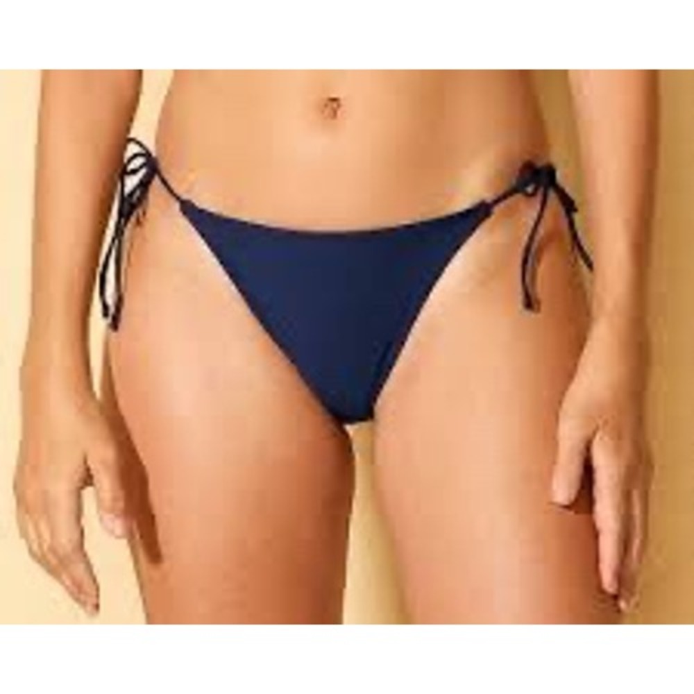 Shade & Shore Navy Blue Side Tie Bikini Bottom Low Rise High‎ Leg Small